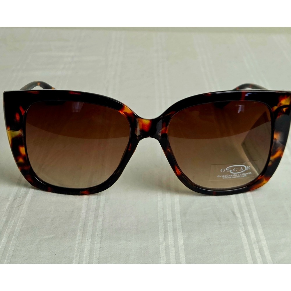 Oscar de la Renta Oversized Tortoise Square Sunglasses Gradient Brown Lenses - Picture 16 of 16